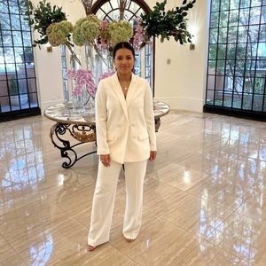 White/cream high waist Express trousers